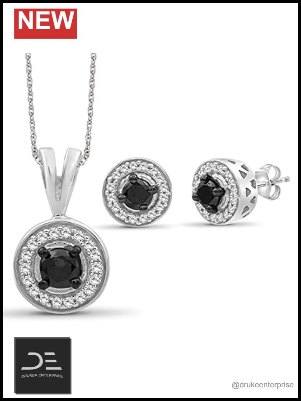 1/2 Carat Diamond 2 Piece Jewelry Set in Sterling Silver